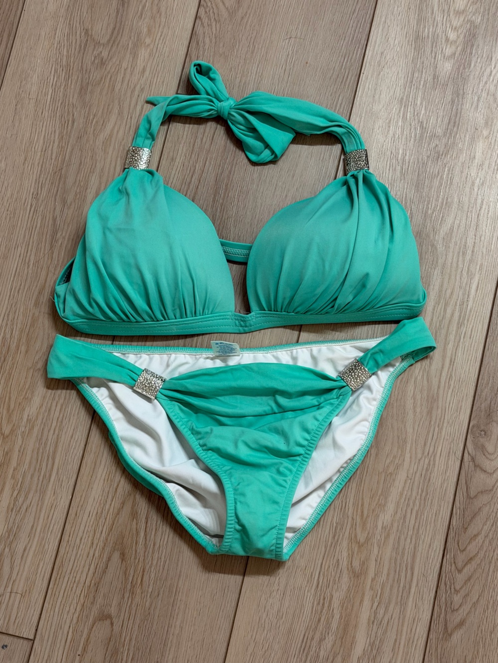 VENUS Teal Two-Piece Bikini with Decorative Gems